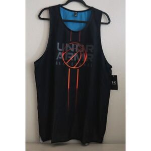 Under Armour 1387088-002 Men's Sz L Black/Blue UA Zone Reversible Bball Jersey